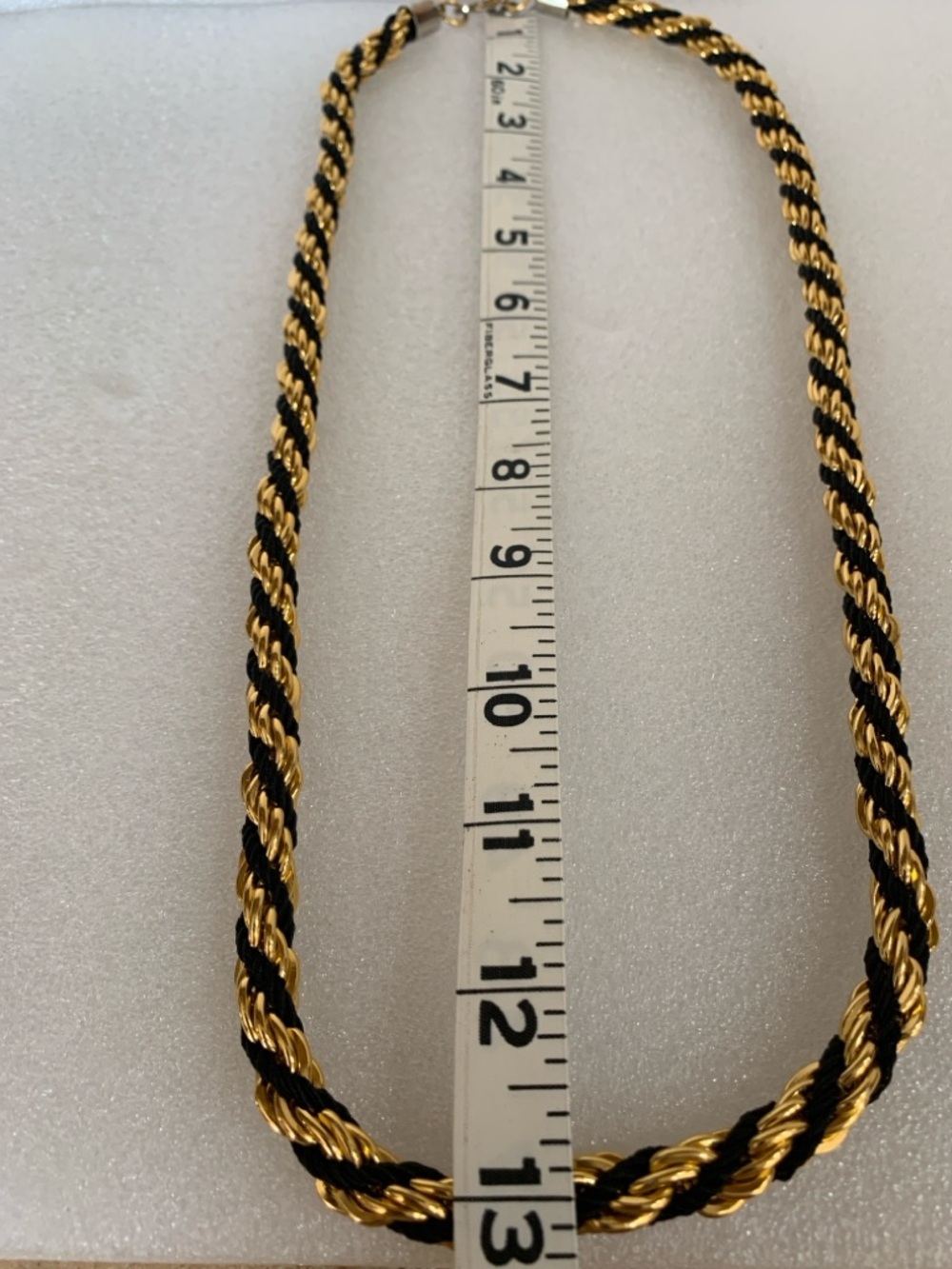 Gold and Black Twisted Rope Necklace with Lobster Clasp